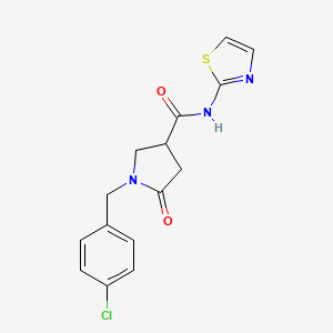 molecular formula C15H14ClN3O2S B11006339 1-(4-chlorobenzyl)-5-oxo-N-(1,3-thiazol-2-yl)pyrrolidine-3-carboxamide 