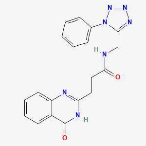 molecular formula C19H17N7O2 B11006368 3-(4-hydroxyquinazolin-2-yl)-N-[(1-phenyl-1H-tetrazol-5-yl)methyl]propanamide 