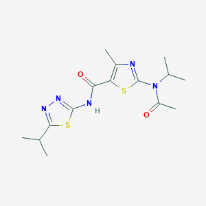 molecular formula C15H21N5O2S2 B11006413 2-[acetyl(propan-2-yl)amino]-4-methyl-N-[(2E)-5-(propan-2-yl)-1,3,4-thiadiazol-2(3H)-ylidene]-1,3-thiazole-5-carboxamide 