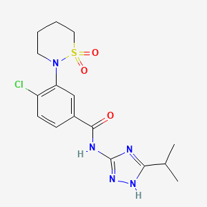 molecular formula C16H20ClN5O3S B11006420 4-chloro-3-(1,1-dioxido-1,2-thiazinan-2-yl)-N-[3-(propan-2-yl)-1H-1,2,4-triazol-5-yl]benzamide 