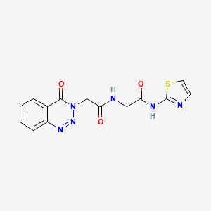 molecular formula C14H12N6O3S B11006466 N~2~-[(4-oxo-1,2,3-benzotriazin-3(4H)-yl)acetyl]-N-1,3-thiazol-2-ylglycinamide 