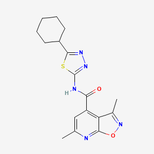 N-[(2E)-5-cyclohexyl-1,3,4-thiadiazol-2(3H)-ylidene]-3,6-dimethyl[1,2]oxazolo[5,4-b]pyridine-4-carboxamide