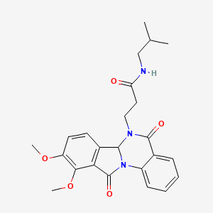 molecular formula C24H27N3O5 B11006553 3-(9,10-dimethoxy-5,11-dioxo-6a,11-dihydroisoindolo[2,1-a]quinazolin-6(5H)-yl)-N-(2-methylpropyl)propanamide 