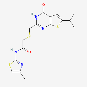 2-({[4-hydroxy-6-(propan-2-yl)thieno[2,3-d]pyrimidin-2-yl]methyl}sulfanyl)-N-(4-methyl-1,3-thiazol-2-yl)acetamide