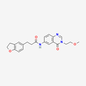 molecular formula C22H23N3O4 B11006573 3-(2,3-dihydro-1-benzofuran-5-yl)-N-[3-(2-methoxyethyl)-4-oxo-3,4-dihydroquinazolin-6-yl]propanamide 