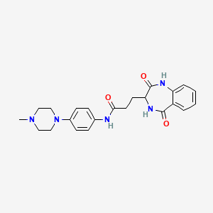 molecular formula C23H27N5O3 B11006581 3-(2-hydroxy-5-oxo-4,5-dihydro-3H-1,4-benzodiazepin-3-yl)-N-[4-(4-methylpiperazin-1-yl)phenyl]propanamide 