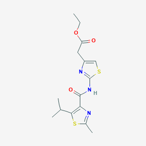 molecular formula C15H19N3O3S2 B11006658 Ethyl [2-({[2-methyl-5-(propan-2-yl)-1,3-thiazol-4-yl]carbonyl}amino)-1,3-thiazol-4-yl]acetate 