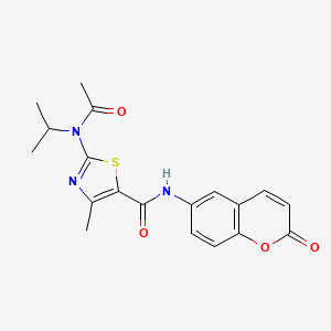 2-[acetyl(propan-2-yl)amino]-4-methyl-N-(2-oxo-2H-chromen-6-yl)-1,3-thiazole-5-carboxamide