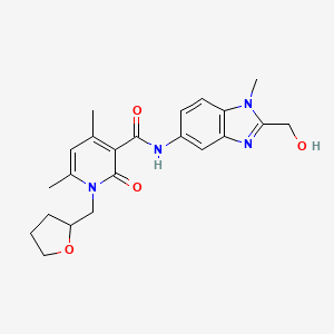 molecular formula C22H26N4O4 B11006734 N-[2-(hydroxymethyl)-1-methyl-1H-benzimidazol-5-yl]-4,6-dimethyl-2-oxo-1-(tetrahydrofuran-2-ylmethyl)-1,2-dihydropyridine-3-carboxamide 