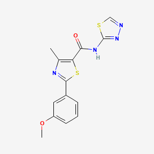 molecular formula C14H12N4O2S2 B11006812 2-(3-methoxyphenyl)-4-methyl-N-[(2E)-1,3,4-thiadiazol-2(3H)-ylidene]-1,3-thiazole-5-carboxamide 