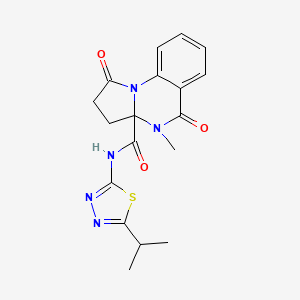 molecular formula C18H19N5O3S B11006837 4-methyl-1,5-dioxo-N-[(2Z)-5-(propan-2-yl)-1,3,4-thiadiazol-2(3H)-ylidene]-2,3,4,5-tetrahydropyrrolo[1,2-a]quinazoline-3a(1H)-carboxamide 