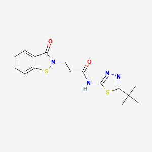 molecular formula C16H18N4O2S2 B11006876 N-[(2Z)-5-tert-butyl-1,3,4-thiadiazol-2(3H)-ylidene]-3-(3-oxo-1,2-benzothiazol-2(3H)-yl)propanamide 