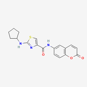 molecular formula C18H17N3O3S B11006956 2-(cyclopentylamino)-N-(2-oxo-2H-chromen-6-yl)-1,3-thiazole-4-carboxamide 