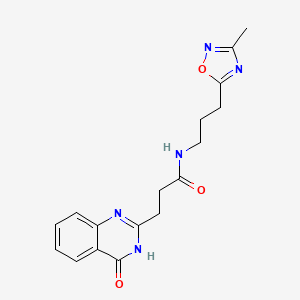 molecular formula C17H19N5O3 B11007017 3-(4-hydroxyquinazolin-2-yl)-N-[3-(3-methyl-1,2,4-oxadiazol-5-yl)propyl]propanamide 