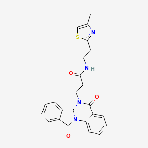 molecular formula C24H22N4O3S B11007040 3-(5,11-dioxo-6a,11-dihydroisoindolo[2,1-a]quinazolin-6(5H)-yl)-N-[2-(4-methyl-1,3-thiazol-2-yl)ethyl]propanamide 