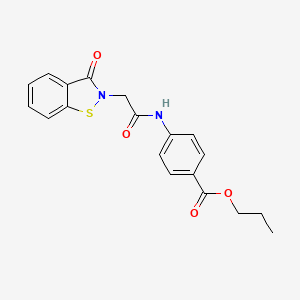 molecular formula C19H18N2O4S B11007058 propyl 4-{[(3-oxo-1,2-benzothiazol-2(3H)-yl)acetyl]amino}benzoate 