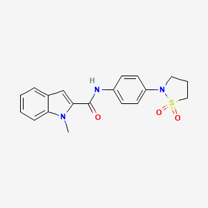 molecular formula C19H19N3O3S B11007064 N-[4-(1,1-dioxido-1,2-thiazolidin-2-yl)phenyl]-1-methyl-1H-indole-2-carboxamide 