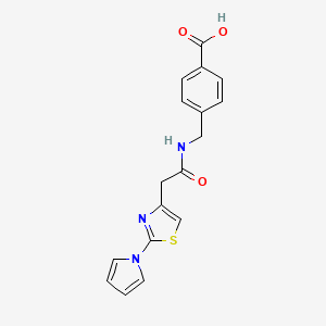 molecular formula C17H15N3O3S B11007086 4-[({[2-(1H-pyrrol-1-yl)-1,3-thiazol-4-yl]acetyl}amino)methyl]benzoic acid 