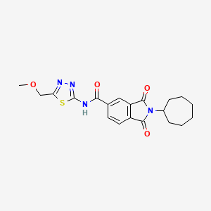 2-cycloheptyl-N-[(2E)-5-(methoxymethyl)-1,3,4-thiadiazol-2(3H)-ylidene]-1,3-dioxo-2,3-dihydro-1H-isoindole-5-carboxamide