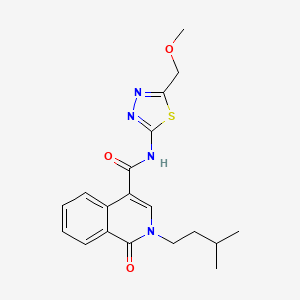 molecular formula C19H22N4O3S B11007210 N-[5-(methoxymethyl)-1,3,4-thiadiazol-2-yl]-2-(3-methylbutyl)-1-oxo-1,2-dihydroisoquinoline-4-carboxamide 