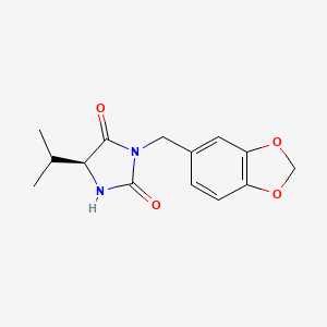 molecular formula C14H16N2O4 B11007270 (5S)-3-(1,3-benzodioxol-5-ylmethyl)-5-(propan-2-yl)imidazolidine-2,4-dione 