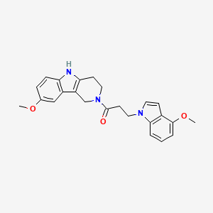 molecular formula C24H25N3O3 B11007282 3-(4-methoxy-1H-indol-1-yl)-1-(8-methoxy-1,3,4,5-tetrahydro-2H-pyrido[4,3-b]indol-2-yl)-1-propanone 