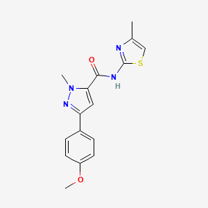 molecular formula C16H16N4O2S B11007313 3-(4-methoxyphenyl)-1-methyl-N-(4-methyl-1,3-thiazol-2-yl)-1H-pyrazole-5-carboxamide 