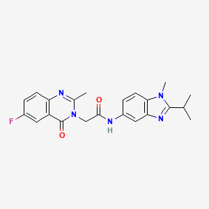 molecular formula C22H22FN5O2 B11007382 2-(6-fluoro-2-methyl-4-oxoquinazolin-3(4H)-yl)-N-[1-methyl-2-(propan-2-yl)-1H-benzimidazol-5-yl]acetamide 