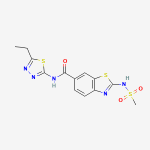 molecular formula C13H13N5O3S3 B11007394 (2E)-N-[(2E)-5-ethyl-1,3,4-thiadiazol-2(3H)-ylidene]-2-[(methylsulfonyl)imino]-2,3-dihydro-1,3-benzothiazole-6-carboxamide 