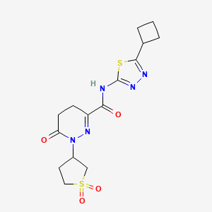 molecular formula C15H19N5O4S2 B11007411 N-(5-cyclobutyl-1,3,4-thiadiazol-2-yl)-1-(1,1-dioxidotetrahydrothiophen-3-yl)-6-oxo-1,4,5,6-tetrahydropyridazine-3-carboxamide 