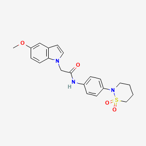 molecular formula C21H23N3O4S B11007455 N-[4-(1,1-dioxido-1,2-thiazinan-2-yl)phenyl]-2-(5-methoxy-1H-indol-1-yl)acetamide 