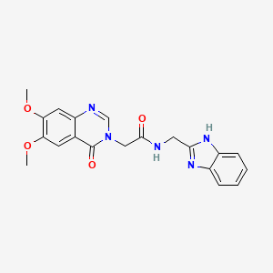 molecular formula C20H19N5O4 B11007496 N-(1H-benzimidazol-2-ylmethyl)-2-(6,7-dimethoxy-4-oxoquinazolin-3(4H)-yl)acetamide 