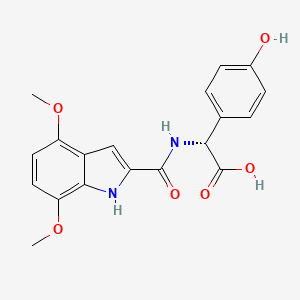 molecular formula C19H18N2O6 B11007542 (2R)-{[(4,7-dimethoxy-1H-indol-2-yl)carbonyl]amino}(4-hydroxyphenyl)ethanoic acid 