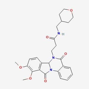 3-(9,10-dimethoxy-5,11-dioxo-6a,11-dihydroisoindolo[2,1-a]quinazolin-6(5H)-yl)-N-(tetrahydro-2H-pyran-4-ylmethyl)propanamide