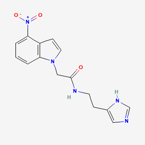 molecular formula C15H15N5O3 B11007582 N-[2-(1H-imidazol-4-yl)ethyl]-2-(4-nitro-1H-indol-1-yl)acetamide 