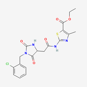 molecular formula C19H19ClN4O5S B11007594 Ethyl 2-({[1-(2-chlorobenzyl)-2,5-dioxoimidazolidin-4-yl]acetyl}amino)-4-methyl-1,3-thiazole-5-carboxylate 