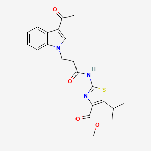 molecular formula C21H23N3O4S B11007628 methyl 2-{[3-(3-acetyl-1H-indol-1-yl)propanoyl]amino}-5-(propan-2-yl)-1,3-thiazole-4-carboxylate 