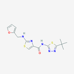 molecular formula C15H17N5O2S2 B11007663 N-[(2E)-5-tert-butyl-1,3,4-thiadiazol-2(3H)-ylidene]-2-[(furan-2-ylmethyl)amino]-1,3-thiazole-4-carboxamide 