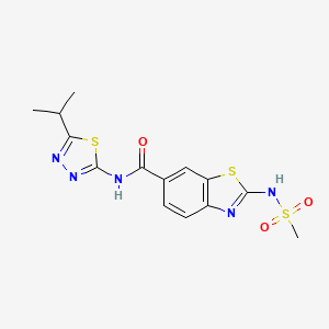 (2E)-2-[(methylsulfonyl)imino]-N-[(2E)-5-(propan-2-yl)-1,3,4-thiadiazol-2(3H)-ylidene]-2,3-dihydro-1,3-benzothiazole-6-carboxamide