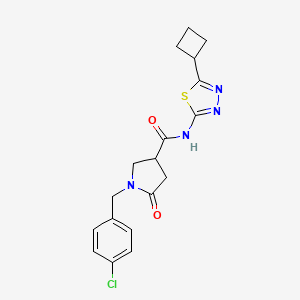 molecular formula C18H19ClN4O2S B11007697 1-(4-chlorobenzyl)-N-(5-cyclobutyl-1,3,4-thiadiazol-2-yl)-5-oxopyrrolidine-3-carboxamide 