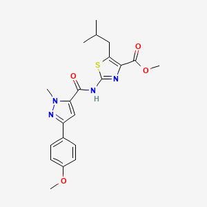 methyl 2-({[3-(4-methoxyphenyl)-1-methyl-1H-pyrazol-5-yl]carbonyl}amino)-5-(2-methylpropyl)-1,3-thiazole-4-carboxylate