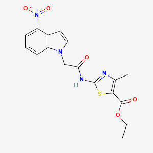 molecular formula C17H16N4O5S B11007731 ethyl 4-methyl-2-{[(4-nitro-1H-indol-1-yl)acetyl]amino}-1,3-thiazole-5-carboxylate 