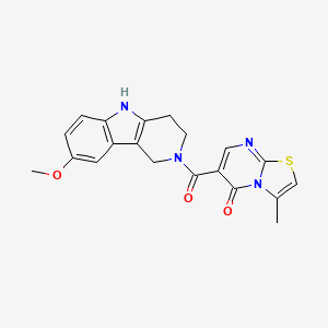 molecular formula C20H18N4O3S B11007754 6-[(8-methoxy-1,3,4,5-tetrahydro-2H-pyrido[4,3-b]indol-2-yl)carbonyl]-3-methyl-5H-[1,3]thiazolo[3,2-a]pyrimidin-5-one 