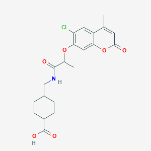 molecular formula C21H24ClNO6 B11007761 trans-4-[({2-[(6-chloro-4-methyl-2-oxo-2H-chromen-7-yl)oxy]propanoyl}amino)methyl]cyclohexanecarboxylic acid 