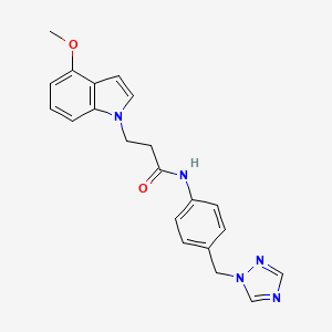 3-(4-methoxy-1H-indol-1-yl)-N-[4-(1H-1,2,4-triazol-1-ylmethyl)phenyl]propanamide