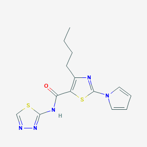 molecular formula C14H15N5OS2 B11007851 4-butyl-2-(1H-pyrrol-1-yl)-N-[(2Z)-1,3,4-thiadiazol-2(3H)-ylidene]-1,3-thiazole-5-carboxamide 