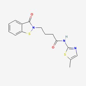 molecular formula C15H15N3O2S2 B11007870 N-(5-methyl-1,3-thiazol-2-yl)-4-(3-oxo-1,2-benzothiazol-2(3H)-yl)butanamide 