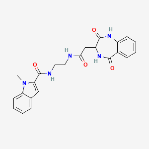 molecular formula C23H23N5O4 B11007904 N-(2-{[(2-hydroxy-5-oxo-4,5-dihydro-3H-1,4-benzodiazepin-3-yl)acetyl]amino}ethyl)-1-methyl-1H-indole-2-carboxamide 