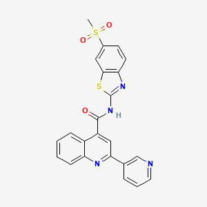 molecular formula C23H16N4O3S2 B11007914 N-[(2Z)-6-(methylsulfonyl)-1,3-benzothiazol-2(3H)-ylidene]-2-(pyridin-3-yl)quinoline-4-carboxamide 