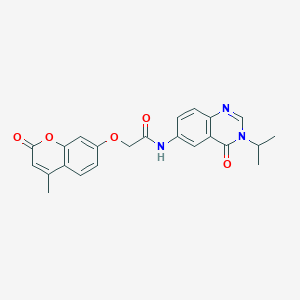 molecular formula C23H21N3O5 B11007958 2-[(4-methyl-2-oxo-2H-chromen-7-yl)oxy]-N-[4-oxo-3-(propan-2-yl)-3,4-dihydroquinazolin-6-yl]acetamide 